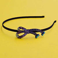 Обруч для волосся, метал, атлас, стрази, ширина 5 мм