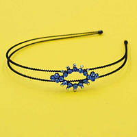 Обруч зі стразами, чорний метал, стрази, ширина 12 мм