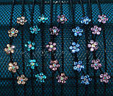 Обруч для волосся, чорний метал, стрази, квіти, ширина 12 мм, фото 2