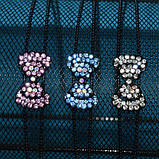 Обруч зі стразами, чорний метал, стрази рожеві, бант, ширина 12 мм, фото 2