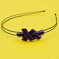 Обруч зі стразами, чорний метал, стрази, ширина 7 мм