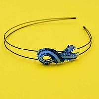 Обруч зі стразами, чорний метал, стрази, ширина 10 мм