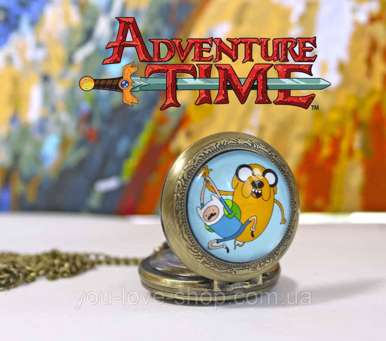 Кишеньковий годинник Фінн і Джейк Час пригод / Adventure time на цепочці Бронза
