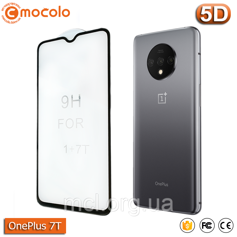 Захисне Full Glue скло Mocolo OnePlus 7T (Black) - 5D Повна поклейка