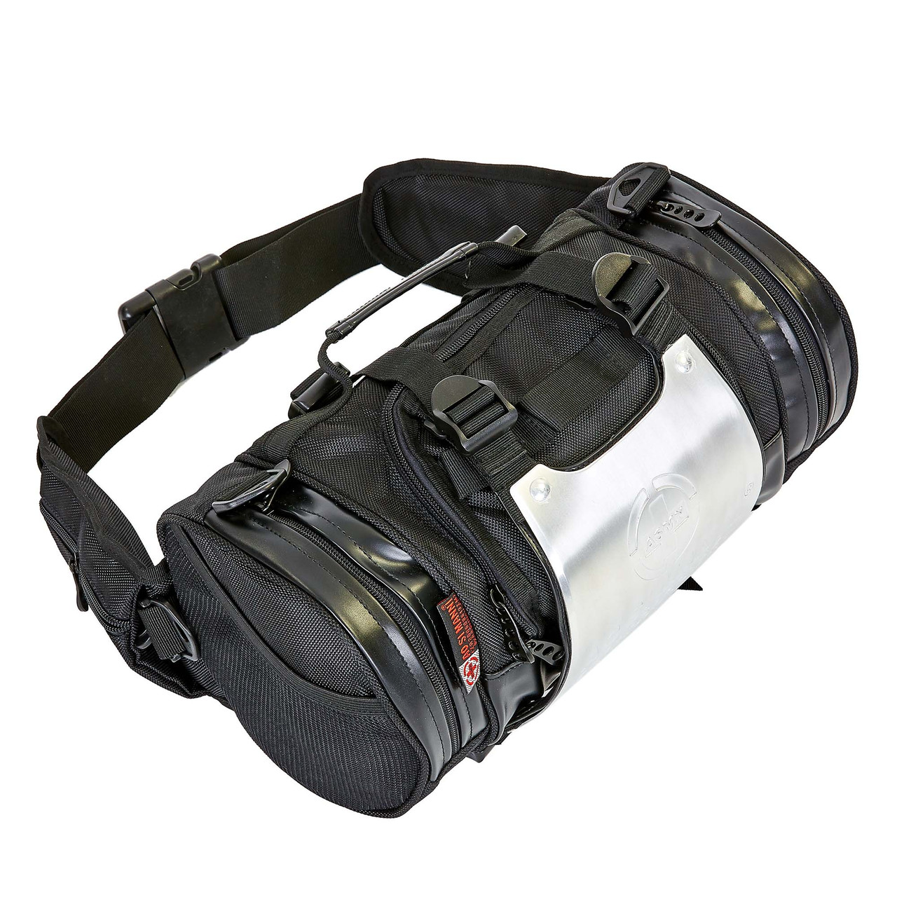 Моторюкзак-пояс із металевою захисною накладкою AO SI MAN NI T9909 розмір 34х19х19 см Black-Silver, фото 1