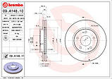 Гальмівний диск передній Mitsubishi Lancer X (Міцубісі Лансер 10) 1.5, 1.6, 1.8, 2.0 BREMBO 09.A148.11, фото 2