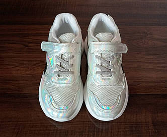 Кросівки дитячі Xifa kids на дівчинку на липучках білі з перламутром