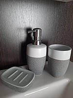 Набор аксессуаров для ванной комнаты BISK Stone настольный серый (Польша)