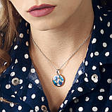 Підвіска срібна жіноча 925 проби з емаллю, прикраса зі срібла на шию для дівчини, фото 7