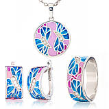 Підвіска срібна жіноча 925 проби з емаллю, прикраса зі срібла на шию для дівчини, фото 2