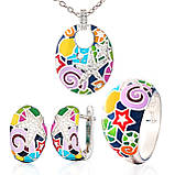 Підвіска срібна жіноча 925 проби з емаллю, прикраса зі срібла на шию для дівчини, фото 2