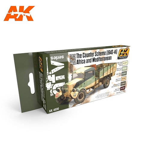 Набір фарб для британської камуфляжної схеми "Caunter" 1940, Африка та Середземномор'я. AK-INTERACTIVE AK4030, фото 1