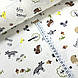 Тканина муслін Двошарова сірі лисиці з білочками та єнотами "forest life" на білому (шир. 1,8 м) (MS-F-0124), фото 2