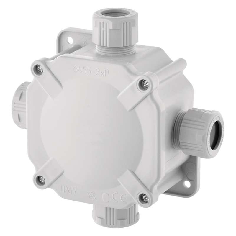 Коробка розподільна з клемником IP67 144x144x67 SEZ 6455-26P (накладна, 4 сальника PG21)