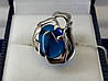 Срібне кільце із синім кубічним цирконієм, фото 2