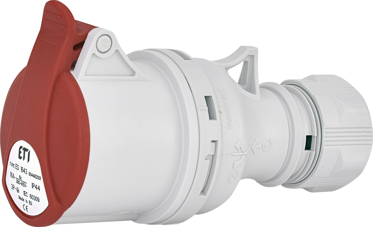 Кабельна Розетка ES-1643 IP44 (16A, 400V, 3P+PE) ETI 4482001, фото 1