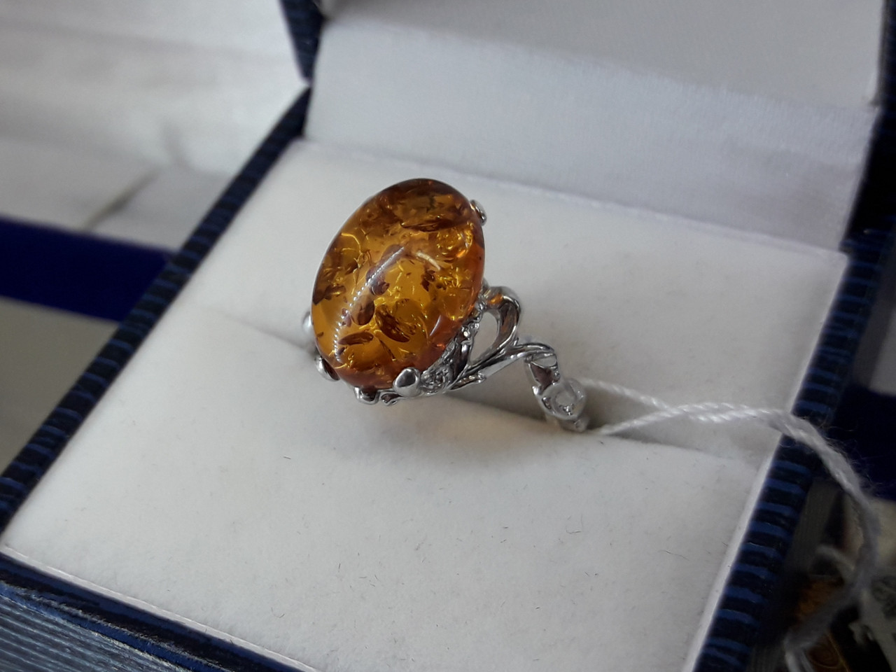 Срібне кільце з бурштином, фото 1