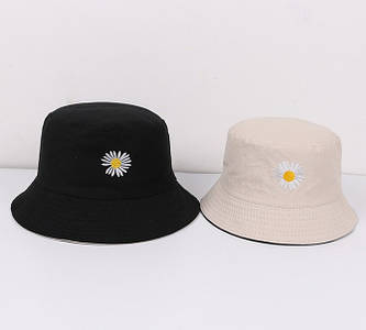 Панама Капелюх Ромашка двостороння чорний і бежевий розмір 56-58 см