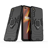 Чохол Ring case для Realme 6 Pro броньований бампер з кільцем чорний