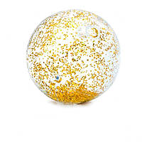 Надувной прозрачный пляжный мяч Диаметр 71см Мяч пляжный 58070 (Золотой пляжный)