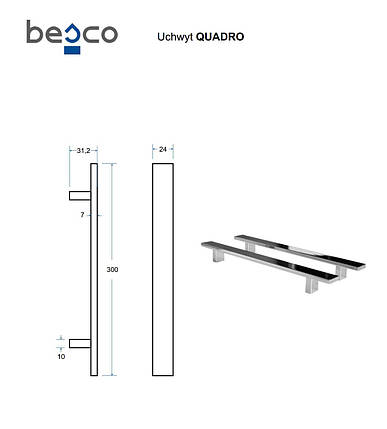 Хромована РУЧКА до прямокутним ванн BESCO PMD PIRAMIDA 1 шт, фото 3