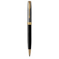 Ручка шариковая Parker SONNET 17 Black Cisele Silver GT BP 87 332 с серебряным колпачком