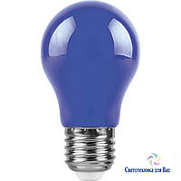 Светодиодная лампа Feron LB-375 Е27 3W типа A50 синяя для общего и декоративного освещения