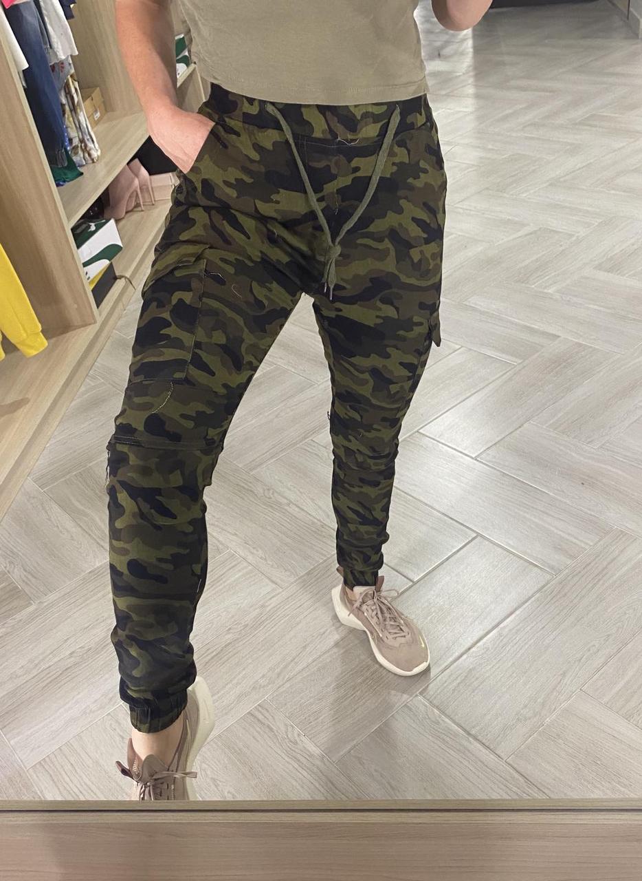 Джоггеры, стрейчеві джинси жіночі камуфляжні, пояс на резинці, є підліткові розміри FASHION