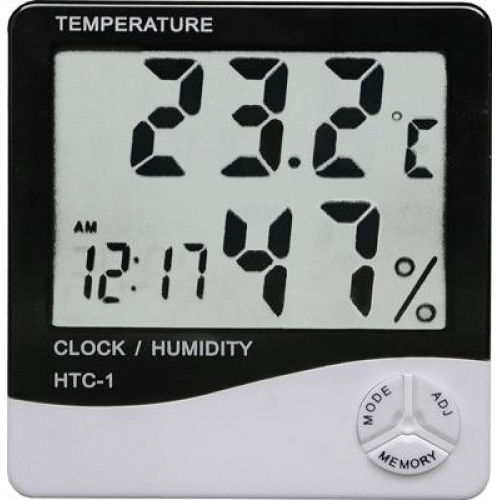 Цифровий термо-гігрометр AIRO HTC-1 (термометр: -10 °C~+50 °C; гігрометр: 10%-99%), годинник, будильник