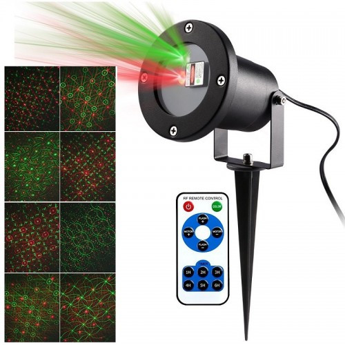 Вуличний декоративний лазерний проектор Red & Green Waterproof Laser Shower, візерунки