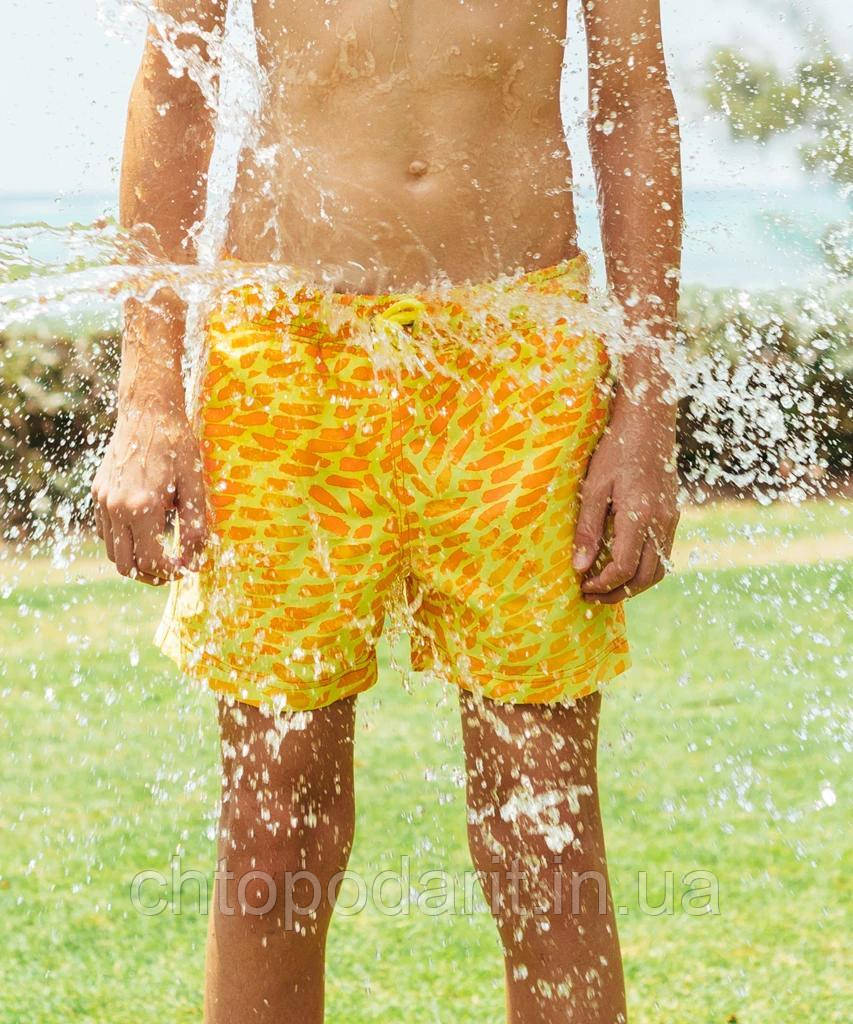 Шорты хамелеон для плавания, пляжные мужские спортивные меняющие цвет жёлто-оранжевые размер 2XL код 26-0000 - фото 8 - id-p1203664356