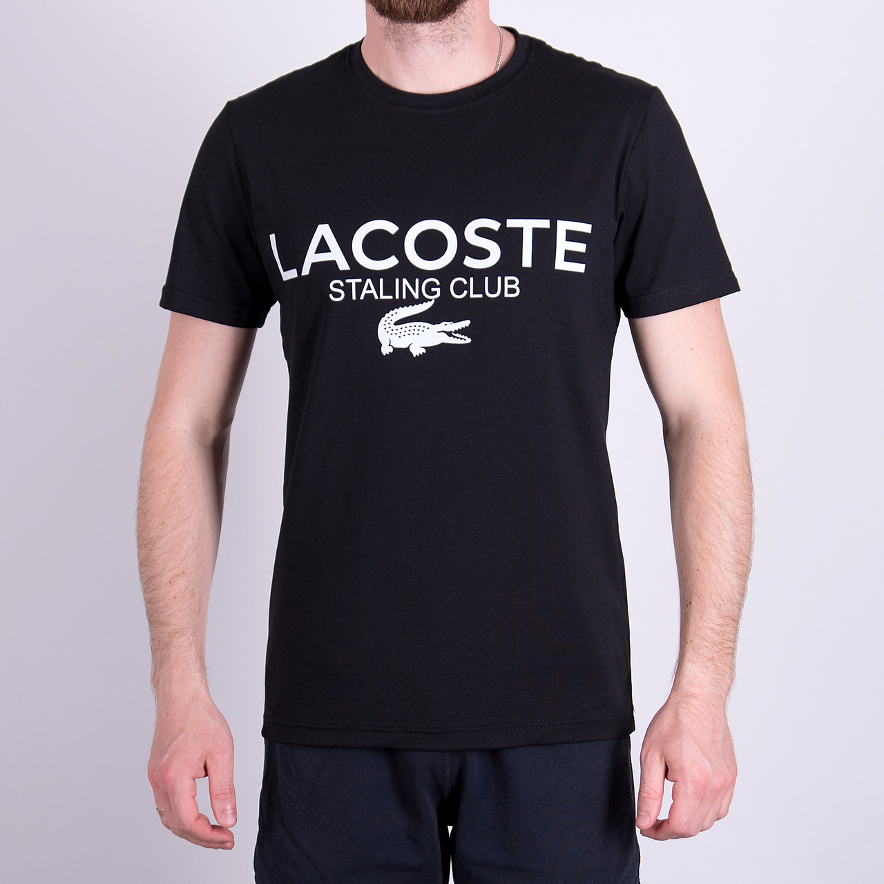 Чоловіча футболка LACOSTE, чорного кольору, фото 1