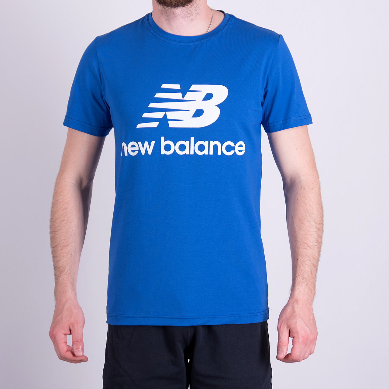 Чоловіча футболка NEW BALANCE, синього кольору - фото 1 - id-p1219326250