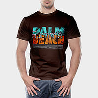 Чоловіча футболка коричневого кольору безшовна 100% бавовна, з написом, розмір XXL