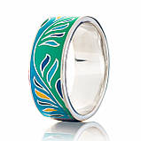 Каблучка срібна жіноча 925 проби з емаллю, кільце зі справжнього срібла для дівчини, фото 5