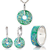 Каблучка срібна жіноча 925 проби з емаллю, кільце зі справжнього срібла для дівчини, фото 6