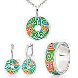 Каблучка срібна жіноча 925 проби з емаллю, кільце зі справжнього срібла для дівчини, фото 6