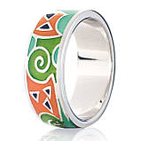 Каблучка срібна жіноча 925 проби з емаллю, кільце зі справжнього срібла для дівчини, фото 5