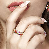 Каблучка срібна жіноча 925 проби з емаллю, кільце зі справжнього срібла для дівчини, фото 8