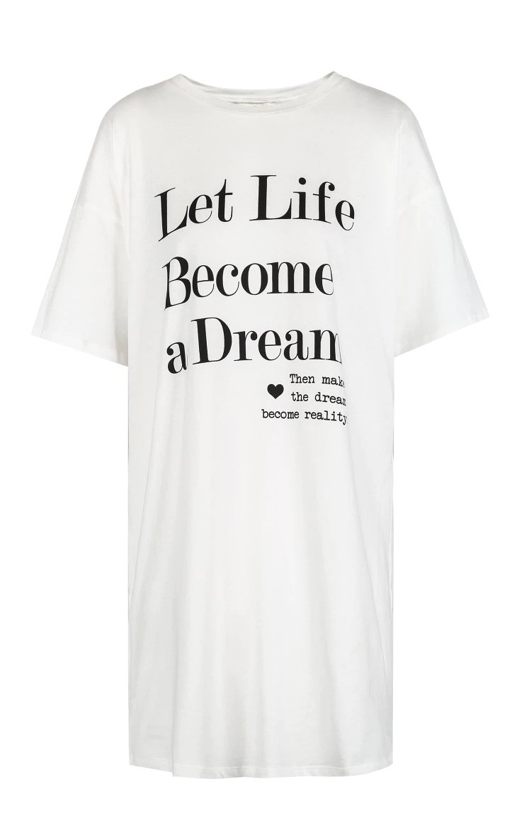 Платье-футболка женское домашнее. Ночная сорочка, туника рубашка для сна, размер M (белая) - фото 9 - id-p1203855270