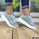 Літні жіночі шкіряні кросівки блакитного кольору  40 р-р, фото 2