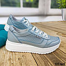 Літні жіночі шкіряні кросівки блакитного кольору  40 р-р, фото 3