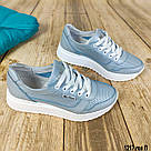 Літні жіночі шкіряні кросівки блакитного кольору  40 р-р, фото 4