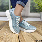 Літні жіночі шкіряні кросівки блакитного кольору  40 р-р, фото 6