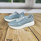 Літні жіночі шкіряні кросівки блакитного кольору  40 р-р, фото 7