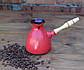 Турка для кави Kingsize Red кераміка 600 мл + ложка з довгою ручкою і розсікач, фото 5