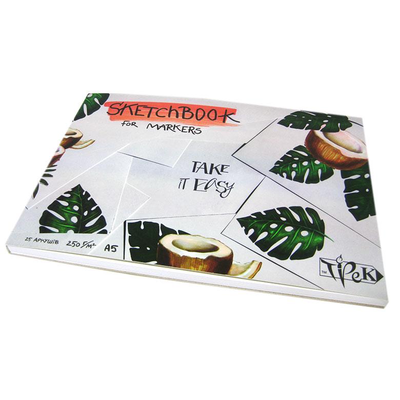 Блокнот для маркерів скетчбук А5 (14,8*21см) 250г/м, 25арк Трек Кокос 033012, фото 1