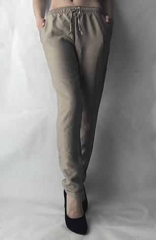 Літні штани з льону жатки No23 БАТАЛ сірий, фото 2