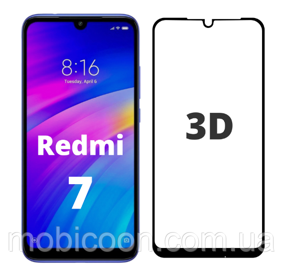 Захисне скло 3D Xiaomi Redmi 7 прозоре (Ксіомі Редмі 7), фото 1