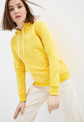 Кенгуру жіноча з капюшоном без начісування, колір жовтий, фото 2